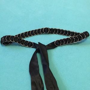 Black chain and fabric fashion belt